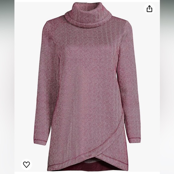 LAND’S END Fleece Cowl Neck Tunic Top Sweater Pullover Maroon Wine - Picture 8 of 9